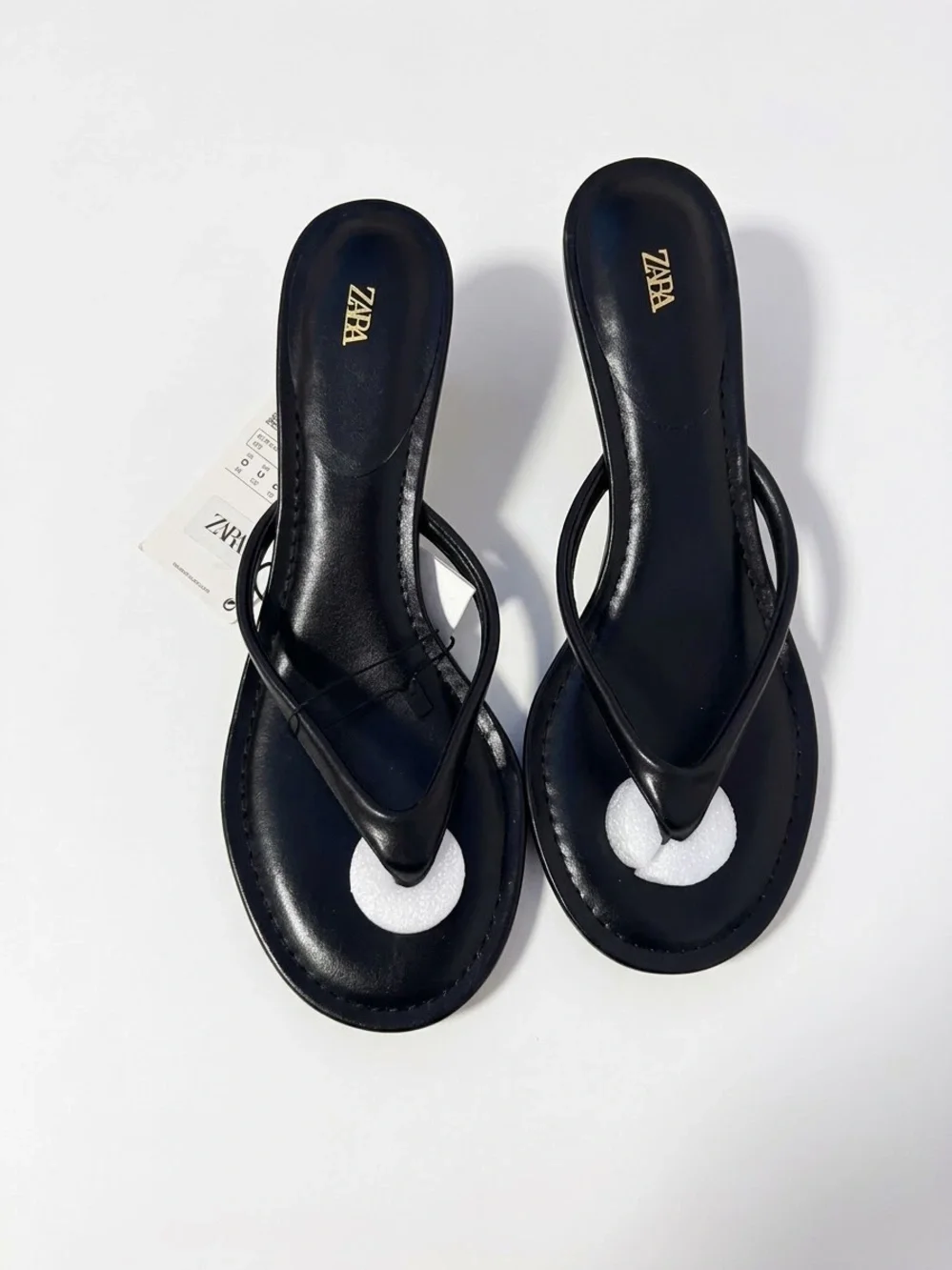 Zara Black Leather Thong Sandals